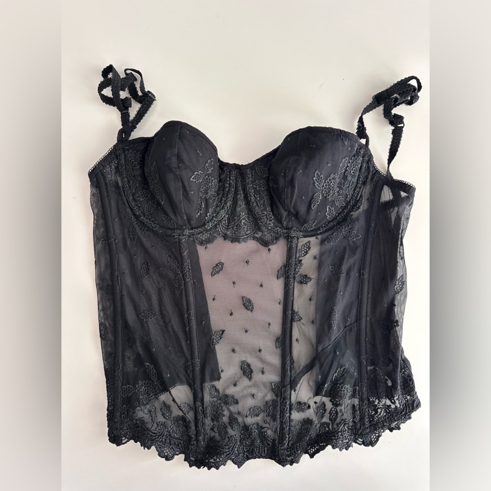 La perla vintage Elegant Black Lace Bustier - Picture 6 of 11